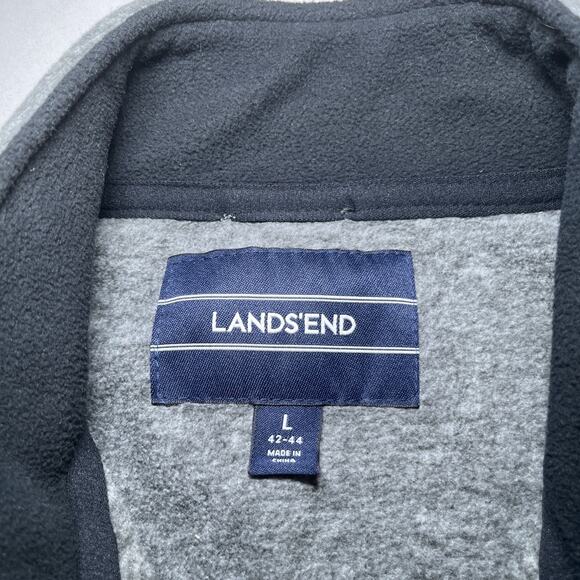 Lands End Mens Lot of 2 Fleece Vests Full Zip With 3 Zip Pockets Gray Green Sz L - Picture 2 of 16